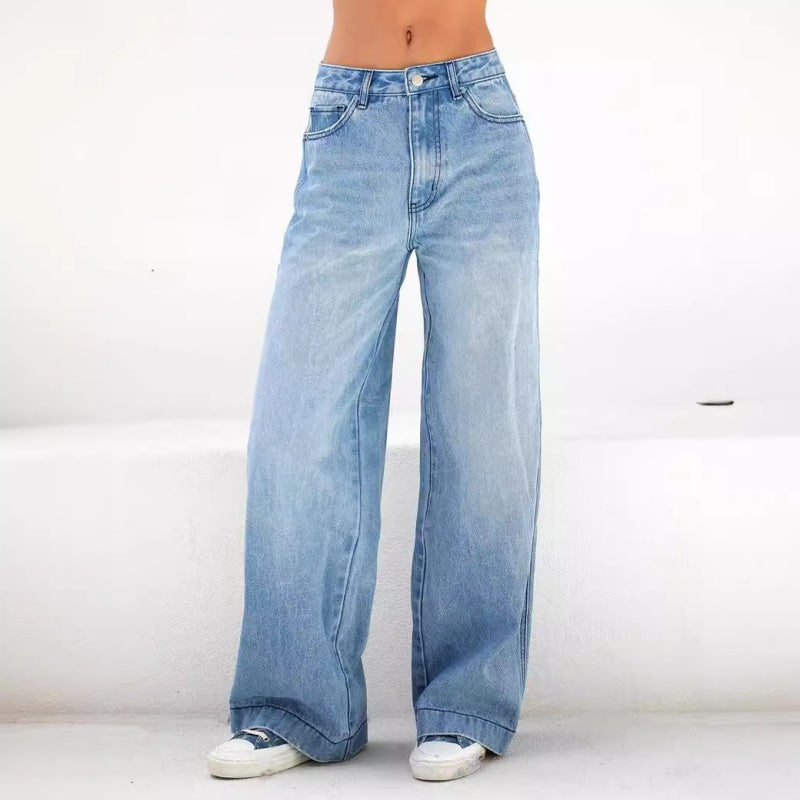 🔥 PROMO EXCEPTIONNELLE 50% DE RÉDUCTION ! 👖 Jean Taille Haute Jambes Larges Femme – Denim Premium, Silhouette Allongée & Style Polyvalent – L'Indispensable de Votre Garde-Robe en Bleu 💙✨