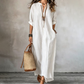 Robe longue à rayures et col en V pour femme