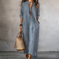 Robe longue à rayures et col en V pour femme