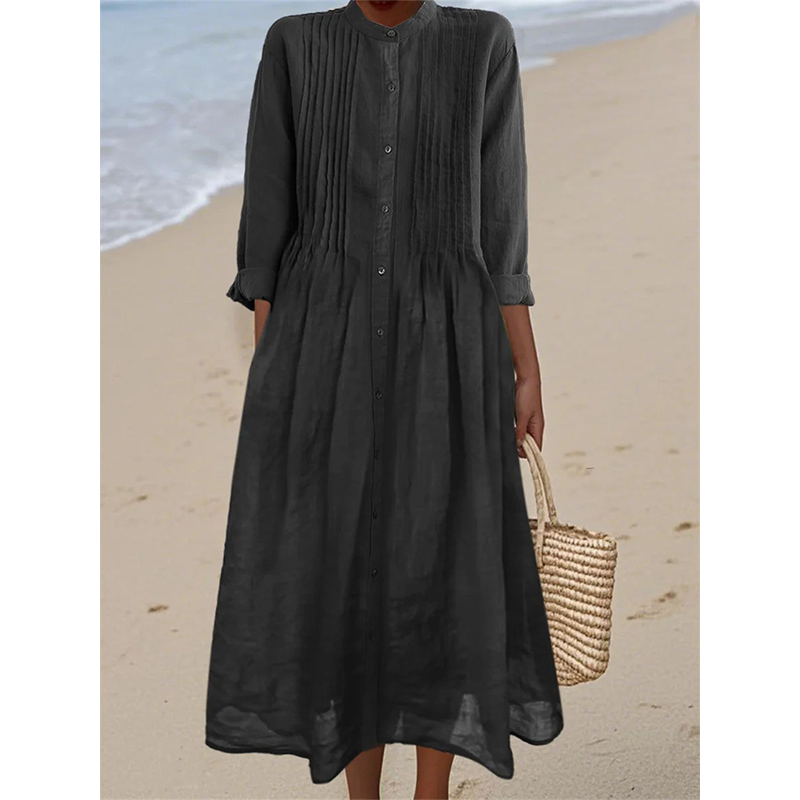 👗🌸 Robe longue décontractée en coton et lin respirant