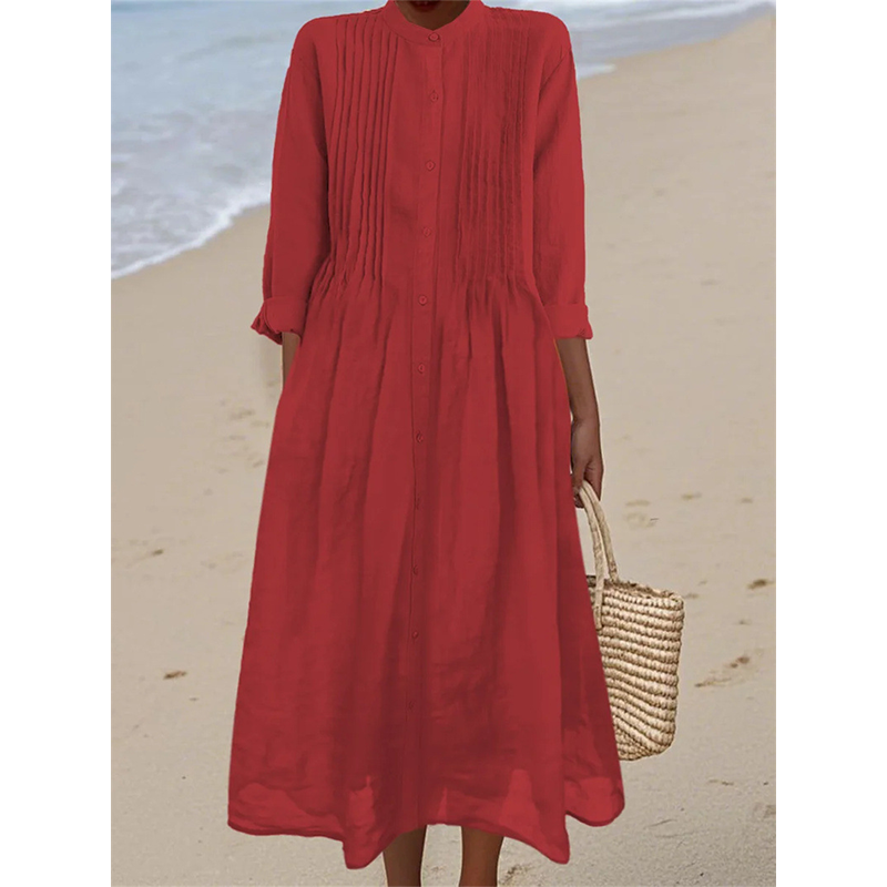 👗🌸 Robe longue décontractée en coton et lin respirant