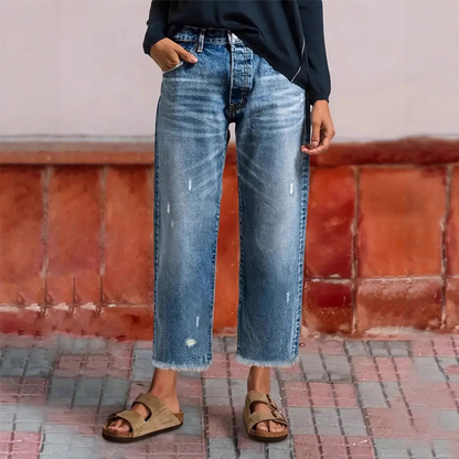 📢📢50% DE RÉDUCTION !! ⏰Jean Femme Rétro Court Coupe Droite