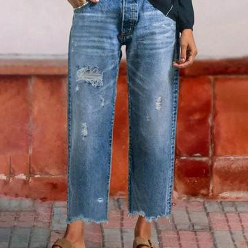 📢📢50% DE RÉDUCTION !! ⏰Jean Femme Rétro Court Coupe Droite