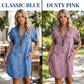 ⌛Offre à durée limitée – Robe-chemise décontractée en jean pour femme, coupe ample, revers, manches courtes, fermeture éclair et poches
