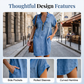 ⌛Offre à durée limitée – Robe-chemise décontractée en jean pour femme, coupe ample, revers, manches courtes, fermeture éclair et poches