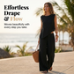 Ensemble femme composé d'un gilet asymétrique et d'un pantalon à jambes larges