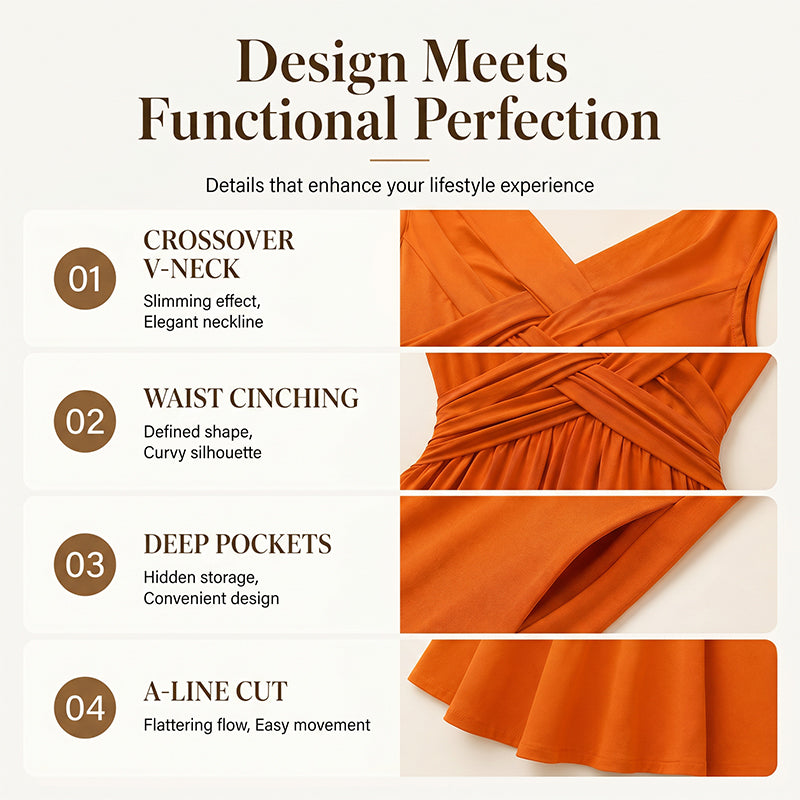 Robe sans manches à col en V et effet torsadé pour femme