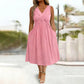 Robe sans manches à col en V et effet torsadé pour femme