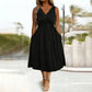 Robe sans manches à col en V et effet torsadé pour femme