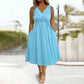 Robe sans manches à col en V et effet torsadé pour femme