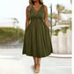 Robe sans manches à col en V et effet torsadé pour femme