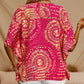 👚 50% DE RÉDUCTION 🌸 Top imprimé col V, manches dolman – Coupe large & style vacances – Léger, fluide – parfait pour l’été ou les voyages – look bohème et confortable ☀️🌿✨