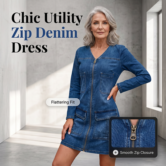 Robe courte imprimée à manches longues et fermeture éclair pour femme