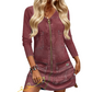 Robe courte imprimée à manches longues et fermeture éclair pour femme