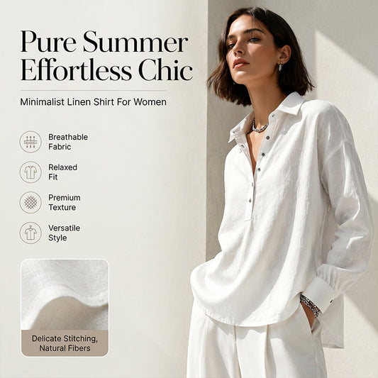 Chemise demi-boutonnée ample pour femme, style décontracté