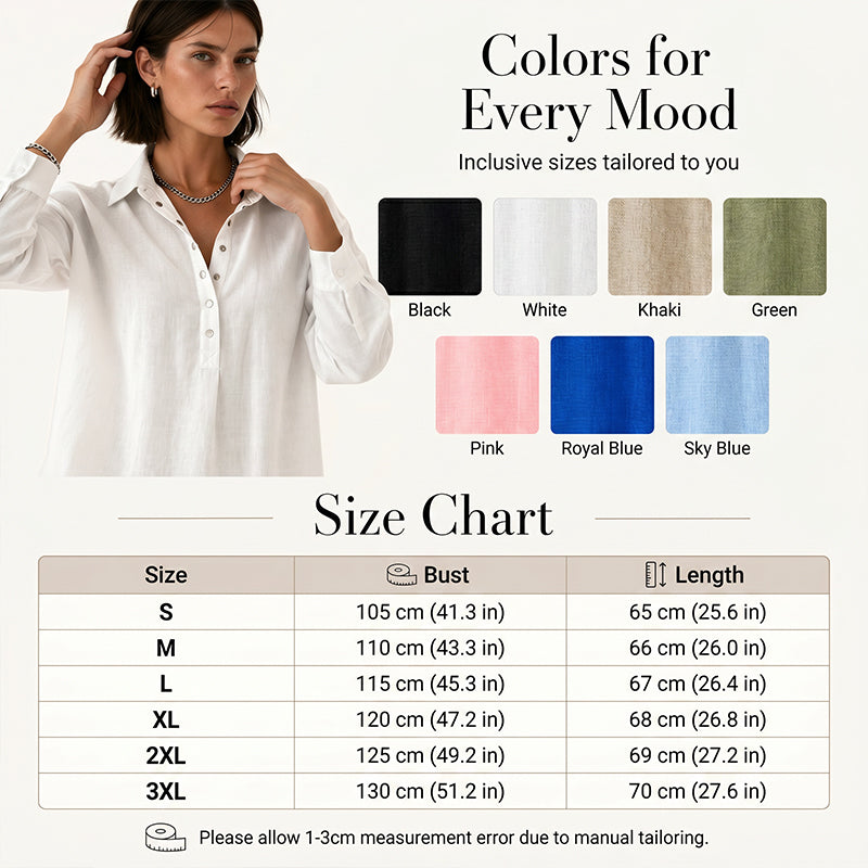 Chemise demi-boutonnée ample pour femme, style décontracté