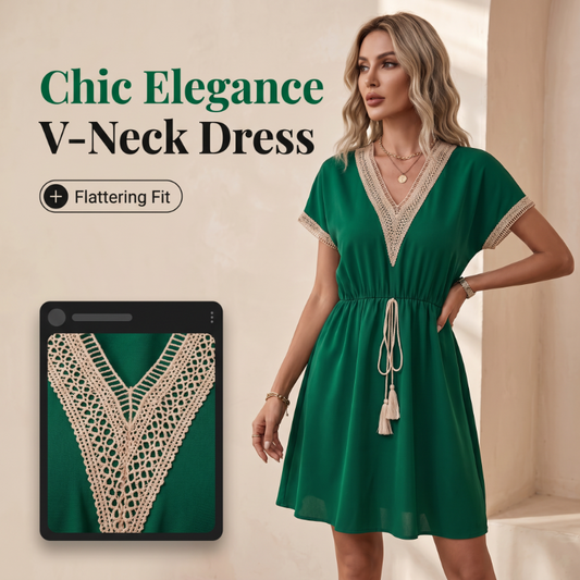 Robe bohème à encolure en V en dentelle pour femme