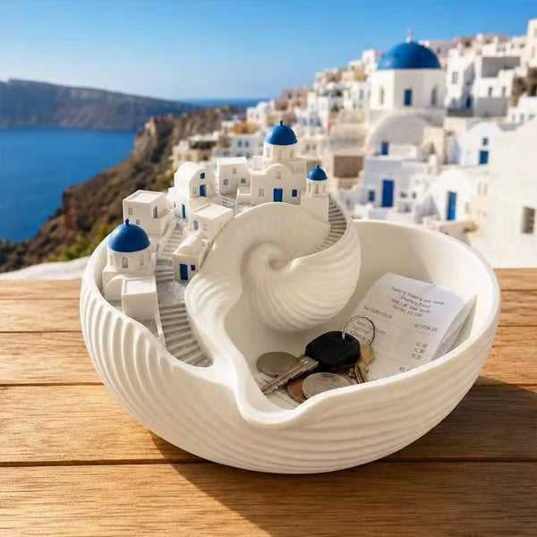 🌊🏺☀️ OFFRE LIMITÉE 50% DE RÉDUCTION – DERNIER JOUR! Bol Inspiré de Santorin – Céramique Émaillée, Vagues Bleues et Blanches, Charme Rustique – Parfait pour Servir Salades, Fruits, ou comme Pièce Maîtresse Décorative 🍇🌿
