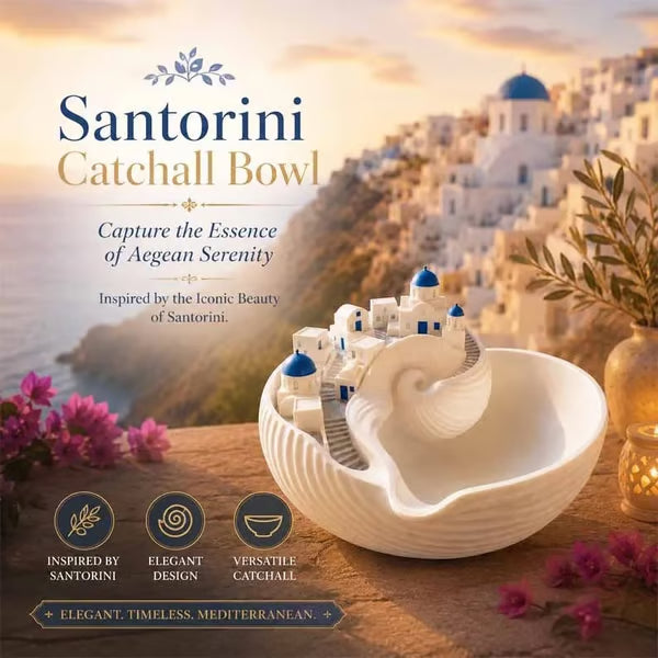 🌊🏺☀️ OFFRE LIMITÉE 50% DE RÉDUCTION – DERNIER JOUR! Bol Inspiré de Santorin – Céramique Émaillée, Vagues Bleues et Blanches, Charme Rustique – Parfait pour Servir Salades, Fruits, ou comme Pièce Maîtresse Décorative 🍇🌿