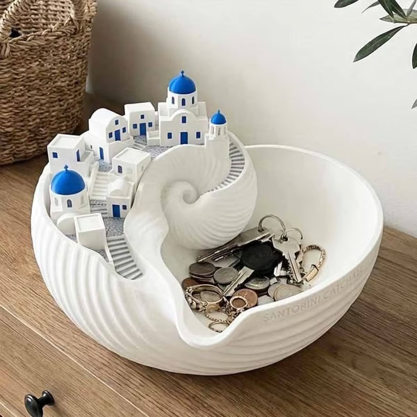 🌊🏺☀️ OFFRE LIMITÉE 50% DE RÉDUCTION – DERNIER JOUR! Bol Inspiré de Santorin – Céramique Émaillée, Vagues Bleues et Blanches, Charme Rustique – Parfait pour Servir Salades, Fruits, ou comme Pièce Maîtresse Décorative 🍇🌿