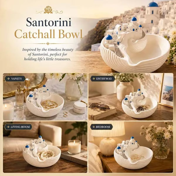 🌊🏺☀️ OFFRE LIMITÉE 50% DE RÉDUCTION – DERNIER JOUR! Bol Inspiré de Santorin – Céramique Émaillée, Vagues Bleues et Blanches, Charme Rustique – Parfait pour Servir Salades, Fruits, ou comme Pièce Maîtresse Décorative 🍇🌿