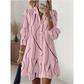 Robe-chemise imprimée à manches longues pour femme : robe midi décontractée à boutons, élégante