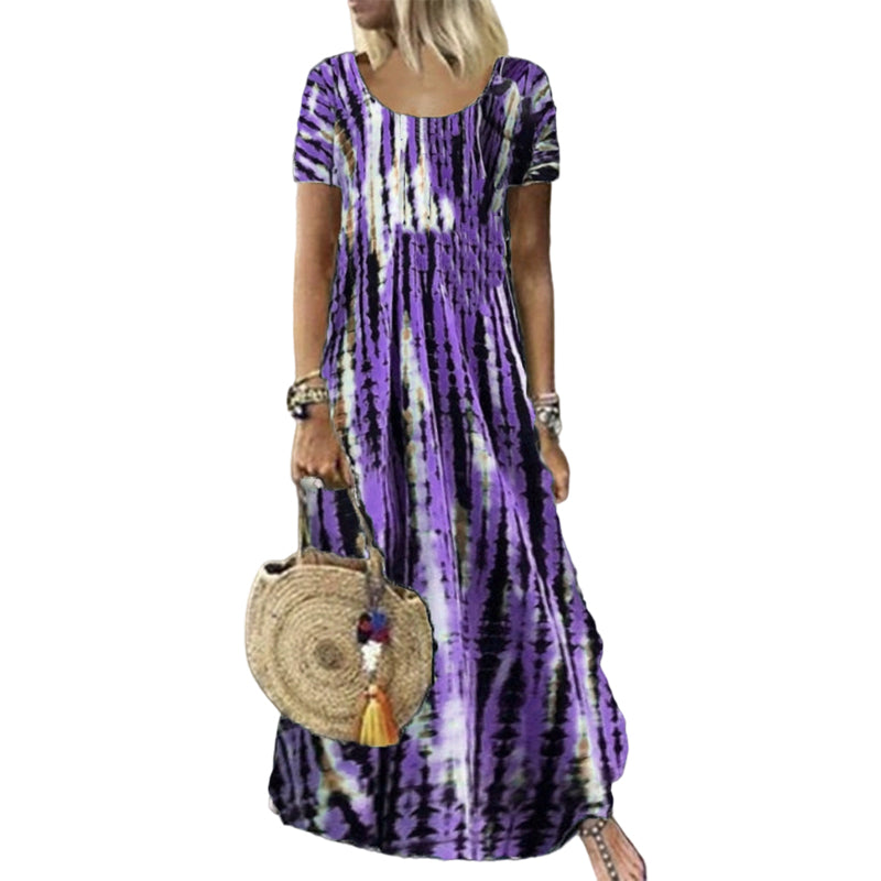 Robe décontractée ample pour femme, imprimé tie-dye