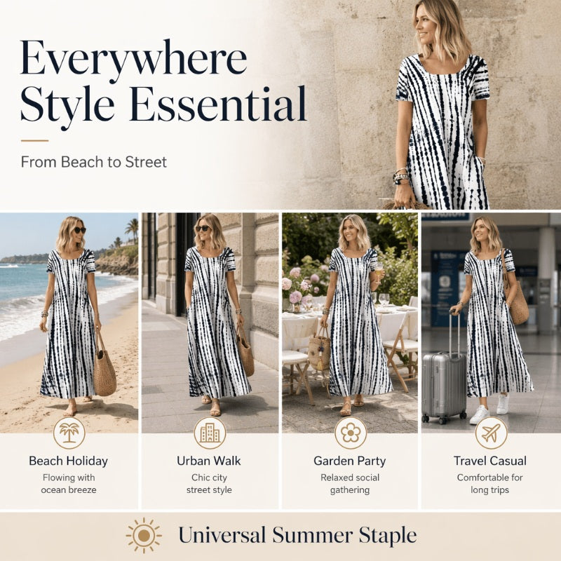 Robe décontractée ample pour femme, imprimé tie-dye