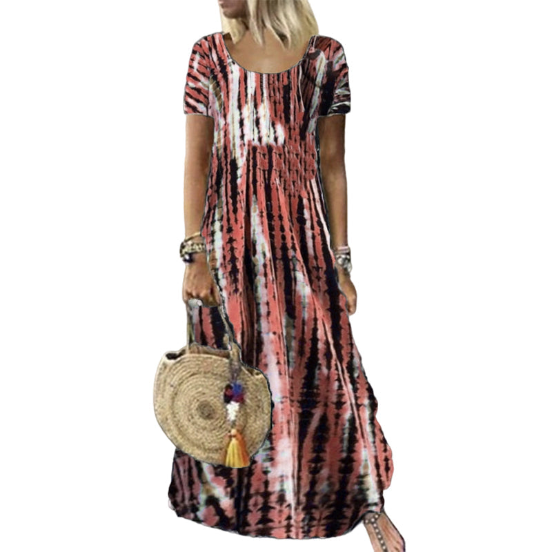 Robe décontractée ample pour femme, imprimé tie-dye