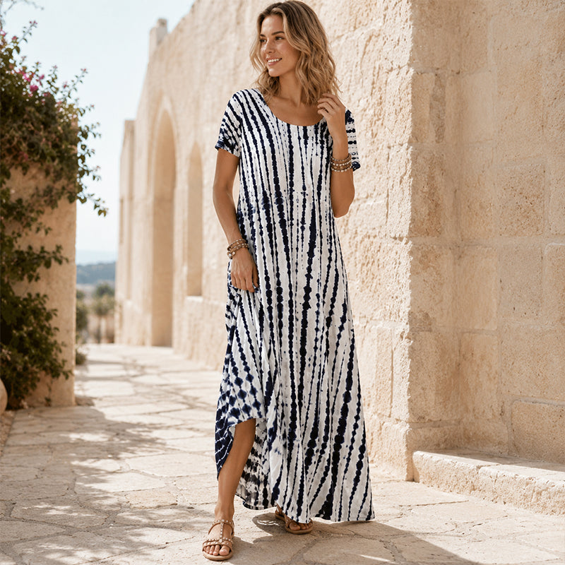 Robe décontractée ample pour femme, imprimé tie-dye
