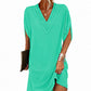Robe femme à col en V, plissée et à manches chauve-souris