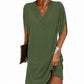 Robe femme à col en V, plissée et à manches chauve-souris