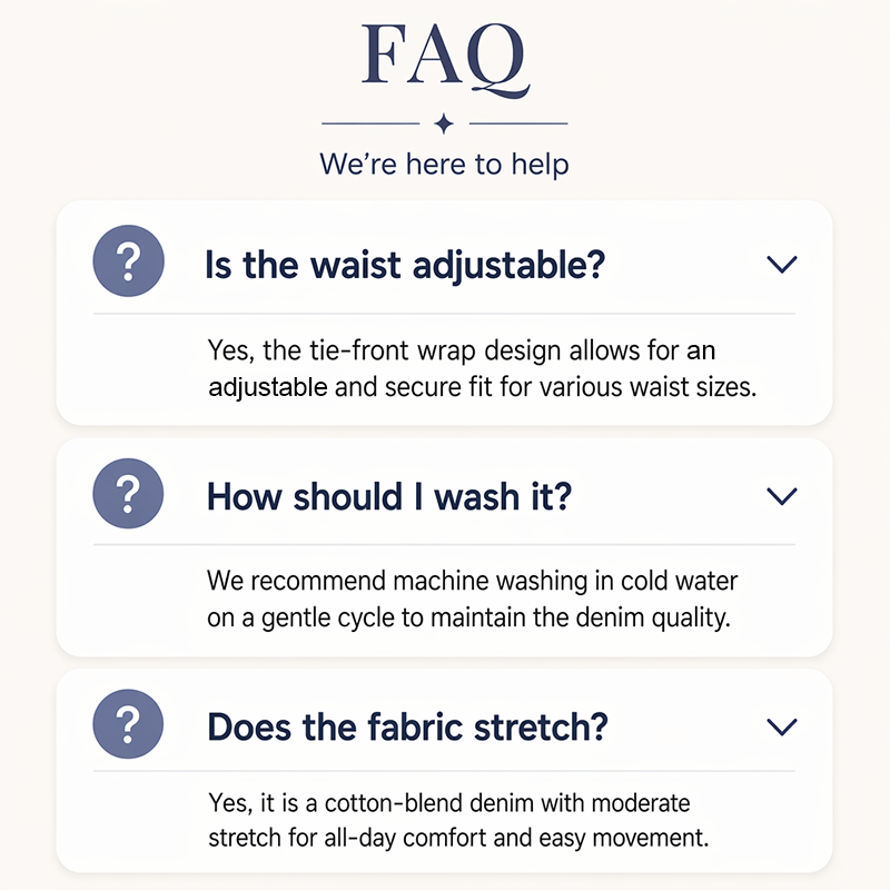 ✨🛍️Jupe portefeuille en denim vintage – Fermeture ajustable par nouage sur le côté et longueur midi polyvalente, idéale du matin au soir