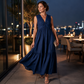 ✨🛍️Robe plissée à col en V avec poches latérales – Légère et aérienne, idéale pour les balades sur la plage ou un brunch 🍃