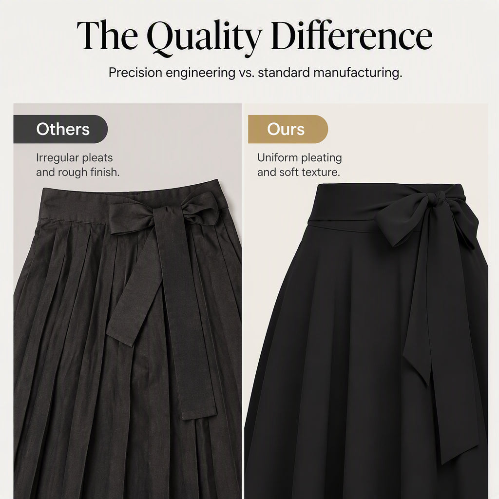 Jupe plissée à taille haute pour femme avec nœud à nouer
