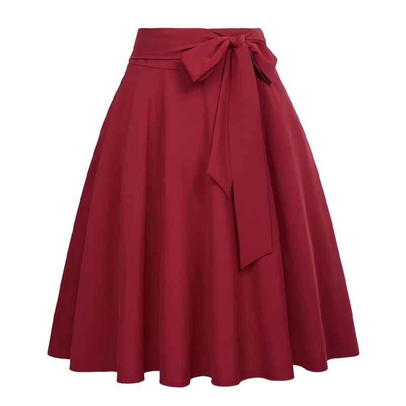 Jupe plissée à taille haute pour femme avec nœud à nouer
