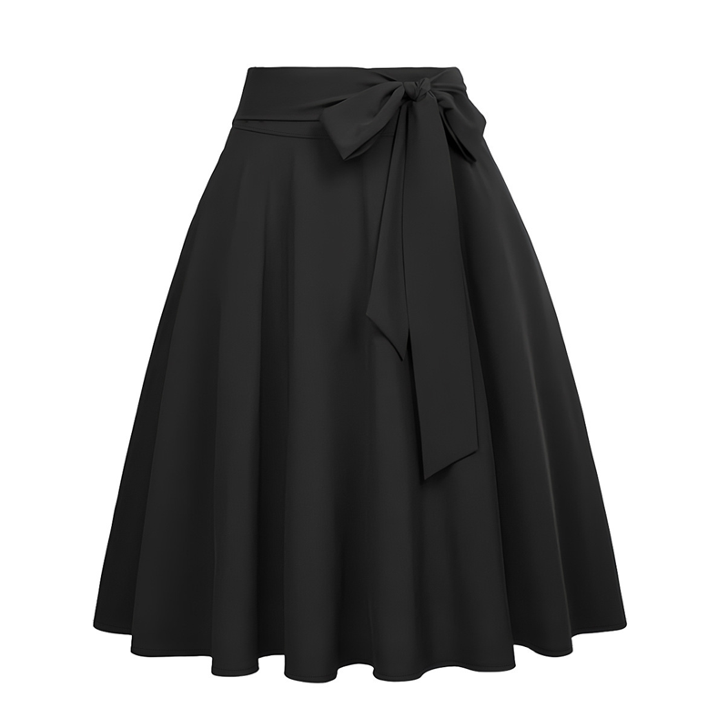 Jupe plissée à taille haute pour femme avec nœud à nouer