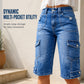 Short cargo en jean pour femme, longueur genou, avec poches