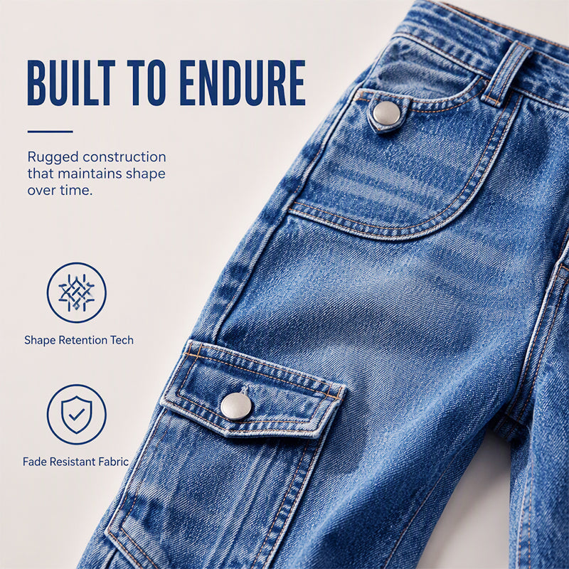 Short cargo en jean pour femme, longueur genou, avec poches