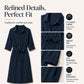 Robe-chemise pour femme à manches 3/4 avec ceinture