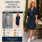 Robe-chemise pour femme à manches 3/4 avec ceinture