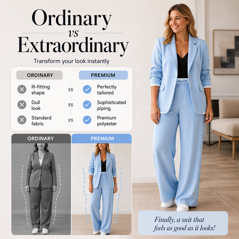 ✨🛍️Ensemble blazer et pantalon large – Des lignes épurées et un confort aéré pour une tenue qui vous met en confiance toute la journée