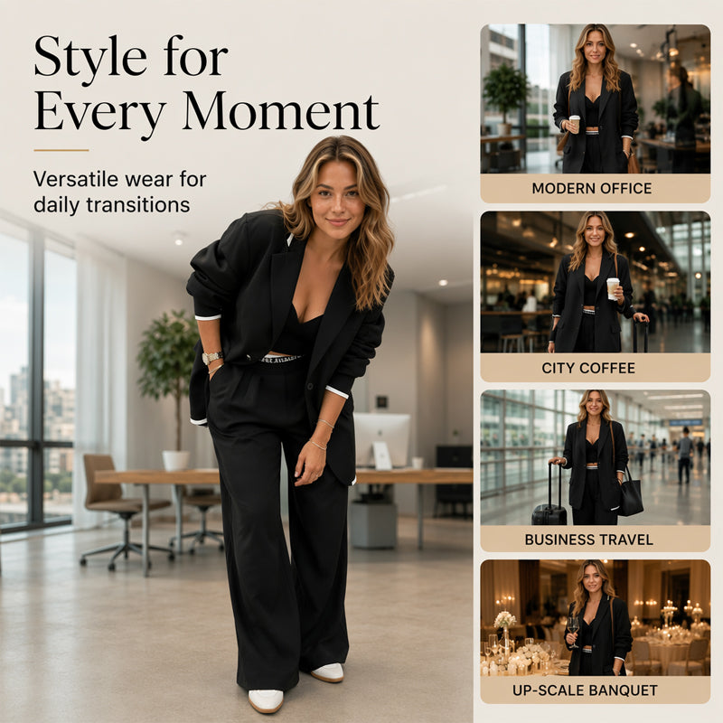 ✨🛍️Ensemble blazer et pantalon large – Des lignes épurées et un confort aéré pour une tenue qui vous met en confiance toute la journée