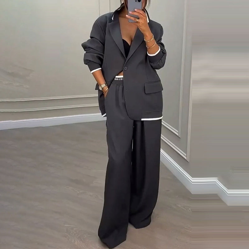 ✨🛍️Ensemble blazer et pantalon large – Des lignes épurées et un confort aéré pour une tenue qui vous met en confiance toute la journée