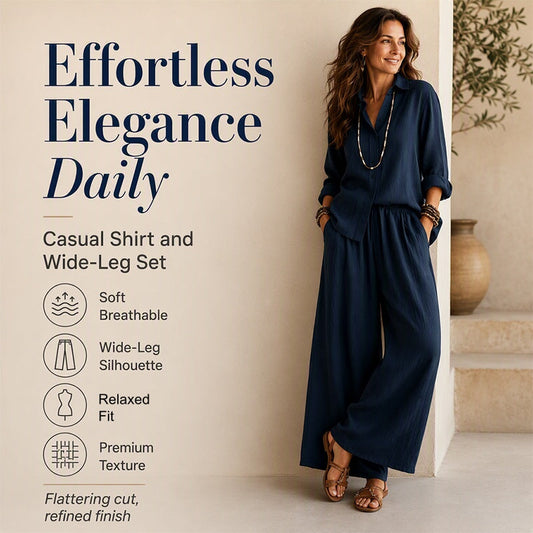 Ensemble composé d'un t-shirt à manches longues et d'un pantalon à jambes larges pour femme