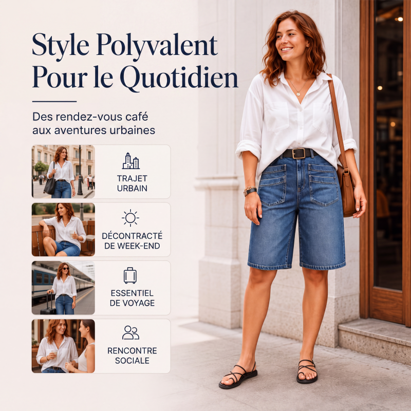 Best-seller 🏆👖 Jean court polyvalent – Coupe droite classique et longueur flatteuse pour toutes les occasions