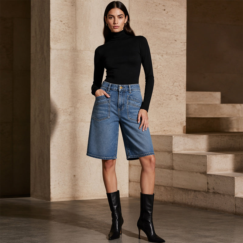 Best-seller 🏆👖 Jean court polyvalent – Coupe droite classique et longueur flatteuse pour toutes les occasions