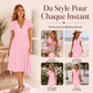 Robe femme à col en V festonné et à œillets