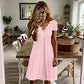 Robe femme à col en V festonné et à œillets