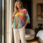 Blouse vintage à col V avec patchwork pour femmes